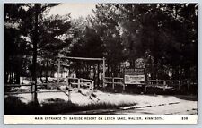 Walker Minnesota~Leech Lake Bayside Resort Main Entrance~1930s B&W Postcard picture