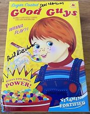 Don Mancini Dave Kirschner signed Child's Play movie Chucky Good Guys cereal box picture