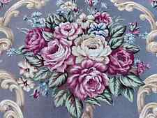 1930's Victorian Glam ROSES on Luxe Gray NUBBY Barkcloth Vintage Fabric PILLOWS picture