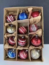 Antique Miniature Feather Tree Christmas Balls ~Hand Painted, 1 Unsilvered & Box picture