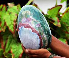 Huge 250MM Natural Green Plume Agate Stone Aura Healing Metaphysical Power Egg picture