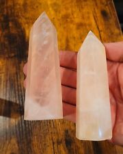 (2) 5-7 OZ CRYSTAL WAND POINTS MADE FROM ROSE QUARTZ picture