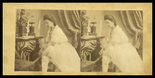 Woman tying her boot, ca.1870, stereo vintage stereo print, legend t picture