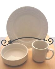 Longaberger Pottery 3 Place Setting White Dinner plate, Stackable bowl, Mug picture