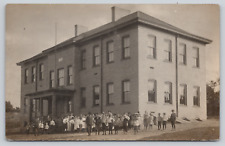 RPPC Unidentified Large Group of Children and Adults in front of Building A475 picture