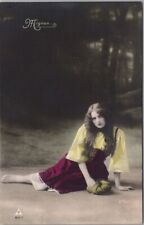 Vintage 1900s French Pretty Lady Greetings Postcard 