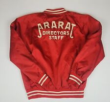 Vintage Lan-Mar Red Satin Ararat Directors Staff Embroidered Jacket Size L, 44 picture