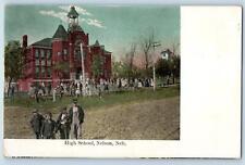 c1920's High School Campus Building Students Dirt Road Nelson Nebraska  Postcard picture