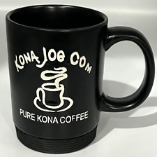 Kona Joe.com Pure Kona Coffee 16 Oz Black Ceramic Mug Cup Rubber Bottom KonaJoe picture