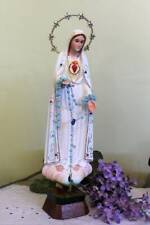 Mary Statue Our Lady Fatima Heart 15 inch Faux Jewels Halo Resin Indoor Outdoor picture