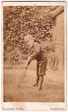 Rare Outdoor Photo H.Larmer Winchester England Boy Cricket Player.Sport.1865 CDV picture