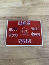Vintage Porcelain Danger 11000 Watts Warning Sign  picture