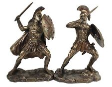 Achilles vs Hector W Swords Battle of Troy Greek Mythology Statue Bronze Color picture