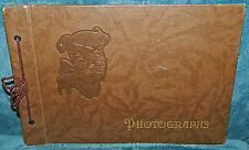 AWESOME ANTIQUE/VINTAGE BROWN PHOTO ALBUM TERRIER HEAD picture