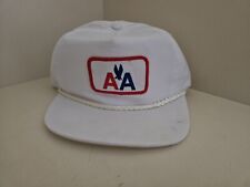 Vintage 80s American Airlines AA Blue Trucker Mesh Snapback Hat Roped Blue White picture
