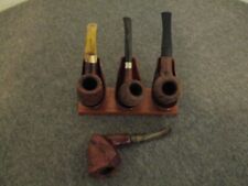 VINTAGE SWINKS TOBACCO PIPE SET(4) BRIAR WOOD HAND CARVED + SAVINELLI STAND picture