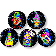 2.25 Inch Magnets Set of 5 Gnomes Tye Dye Peace for Fridge Kitchen Whiteboard picture