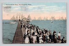 Postcard Arrival of the Boat on Pier Provincetown Massachusetts, Antique N16 picture