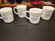 Vintage Arcopal Honorine Mugs White with Blue Floral French Country Set of 4 (3) picture