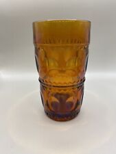 Indiana Glass Kings Crown Amber Glass Thumbprint Drink ware Bar Tall Tumbler EUC picture