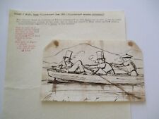 ROBERT J IMLEY IMLAY ANTIQUE CARTOON DRAWING AUTOGRAPH LETTER FRAGMENT RARE ART picture