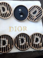 Lot of 6  Christian DIOR  black / gold / Crystal's size 1 inch metal 25 mm picture