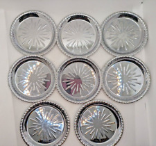 Set of 8 Vintage Irvinware Metal Coasters Atomic Starburst Pattern - Made In USA picture