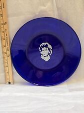 Vintage Shirley Temple Blue Glass Colbolt  Plate - No Chips or Cracks picture
