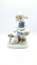 Vintage Original Porcelain Figurine Young Girl With A Dog 5” Made In Korea picture