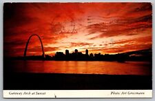 Gateway Sunset Dusk Arch Saint Louis Cancel Denver Colorado 1976 WOB Postcard picture
