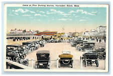 c1930s Autos at Free Parking Station, Nantasket Beach Massachusetts MA Postcard picture