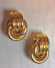 Erwin Pearl- Vtg -1980's -Late Mid Century -Timeless- Gold Tone- Clip- Earrings picture