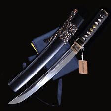 MURASAME Tanto Sword Clay Tempered T10 Steel Real Hamon UNKUBIZUKURI Blade Sharp picture