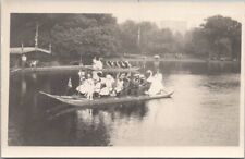 Vintage 1912 BOSTON Mass. Real Photo RPPC Postcard Swan Boats in PUBLIC GARDEN picture
