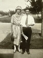 1L Photograph Denison Texas 1920-30's Cute Couple Man Woman Dress Hat Fashion picture