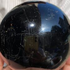 1230g Large Black Tourmaline Gemstone Crystal Sphere Rare Ball Healing Specimen picture