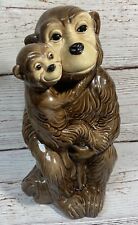 Vintage 1979 Mother & Baby Monkey / Chimp Statue 13” Ceramic Odd Figure  picture
