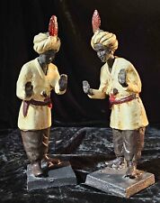 Cold Painted Bronze Blackamoor Statue Figures East India Men Bookends picture