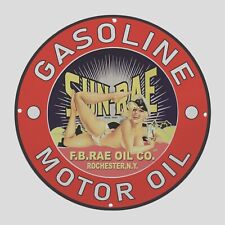 VINTAGE SUN-RAE GASOLINE MOTOR OIL OIL PORCELAIN  GAS PUMP  SIGN picture