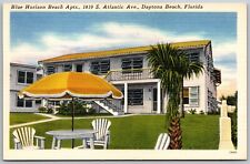 Vtg Daytona Beach Florida FL Blue Horizon Beach Apartments 1940s View Postcard picture