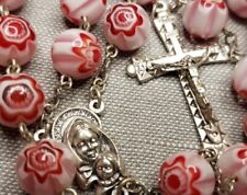 Vintage Rosary red Murano glass beads Crucifix Catholic G37 picture