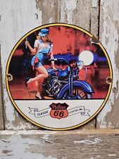VINTAGE PHILLIPS 66 PORCELAIN SIGN GAS STATION OIL SERVICE PUMP PLATE WOMAN LUBE picture