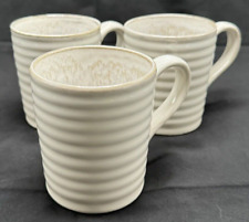 Set of 3 Pfaltzgraff Everyday Andes White Cream Tan Ribbed Mugs 8180796 picture