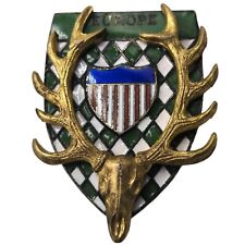 1960s Europe American Military Overseas Rod and Gun Club Stag Skull Deer Pin picture