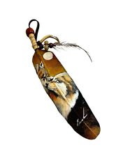 WOLVES  , HAND PAINTED FEATHER , ARTS & CRAFTS ,SOUTHWEST ART , NEW picture