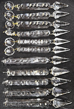 Lot of 11 Vintage Gothic Notched Spear Crystal Prisms (6) 4 7/8