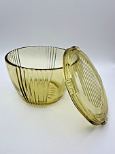 Hazel Atlas Amber Ribbed Covered bowl Made in USA Rare 4.5