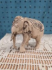 Vintage Hand Carved Ivory Soapstone  Elephant Sculpture, Small, 4.5