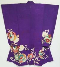 Gorgeous Taisho Showa Antique Vintage Japanese Violet Furisode Kimono DUCKS picture