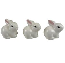 Vintage Bunny Figurines Ceramic Porcelain Mini Set of 3 picture